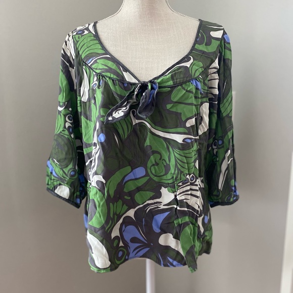 Jaloux Abstract Print Silk Blouse - Picture 2 of 6